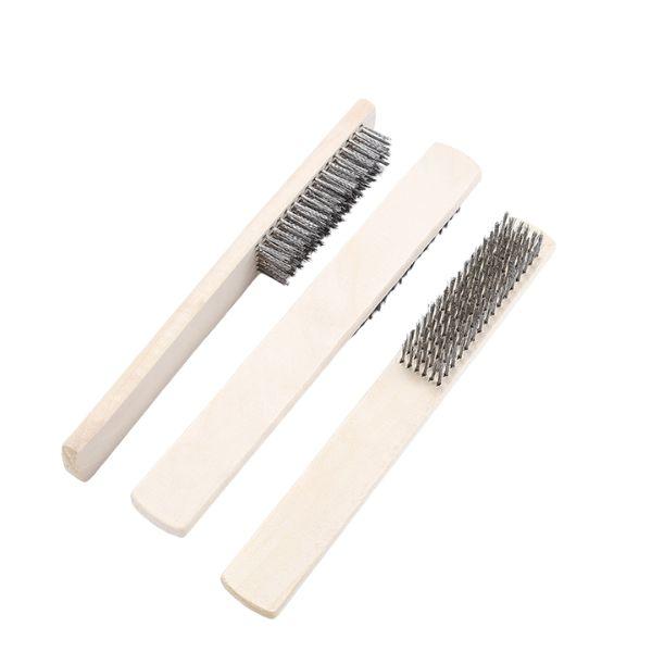 MB006, Scratch Brush,Stainless Steel Wire Brush, Hardwood Handle