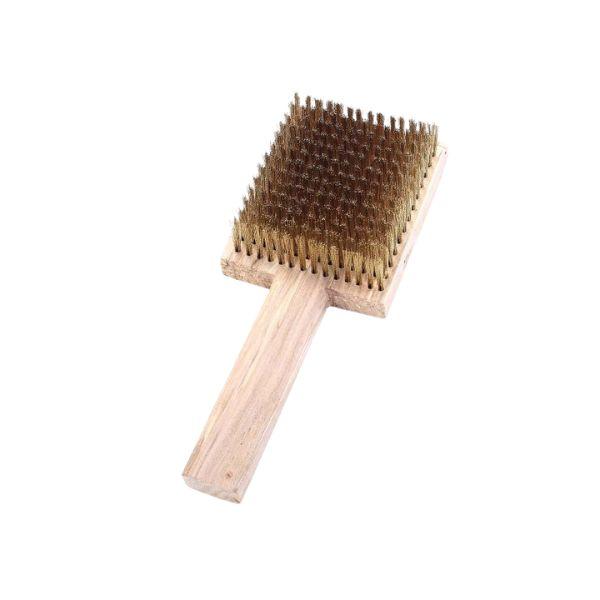 MB008, Scrub Brush, Copper Wire, Larger Working Area, Hardwood Handle